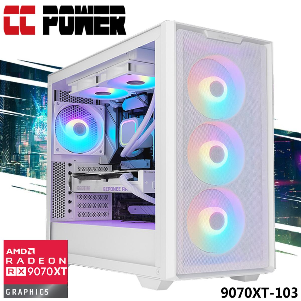 Cc Power 9070xt 103 Gaming Pc 14gen Intel Core I7 K Series 20 Cores W/ Amd Radeon Rx 9070 Xt 16gb Gddr6 & Advanced Air Cooler - CompuMe