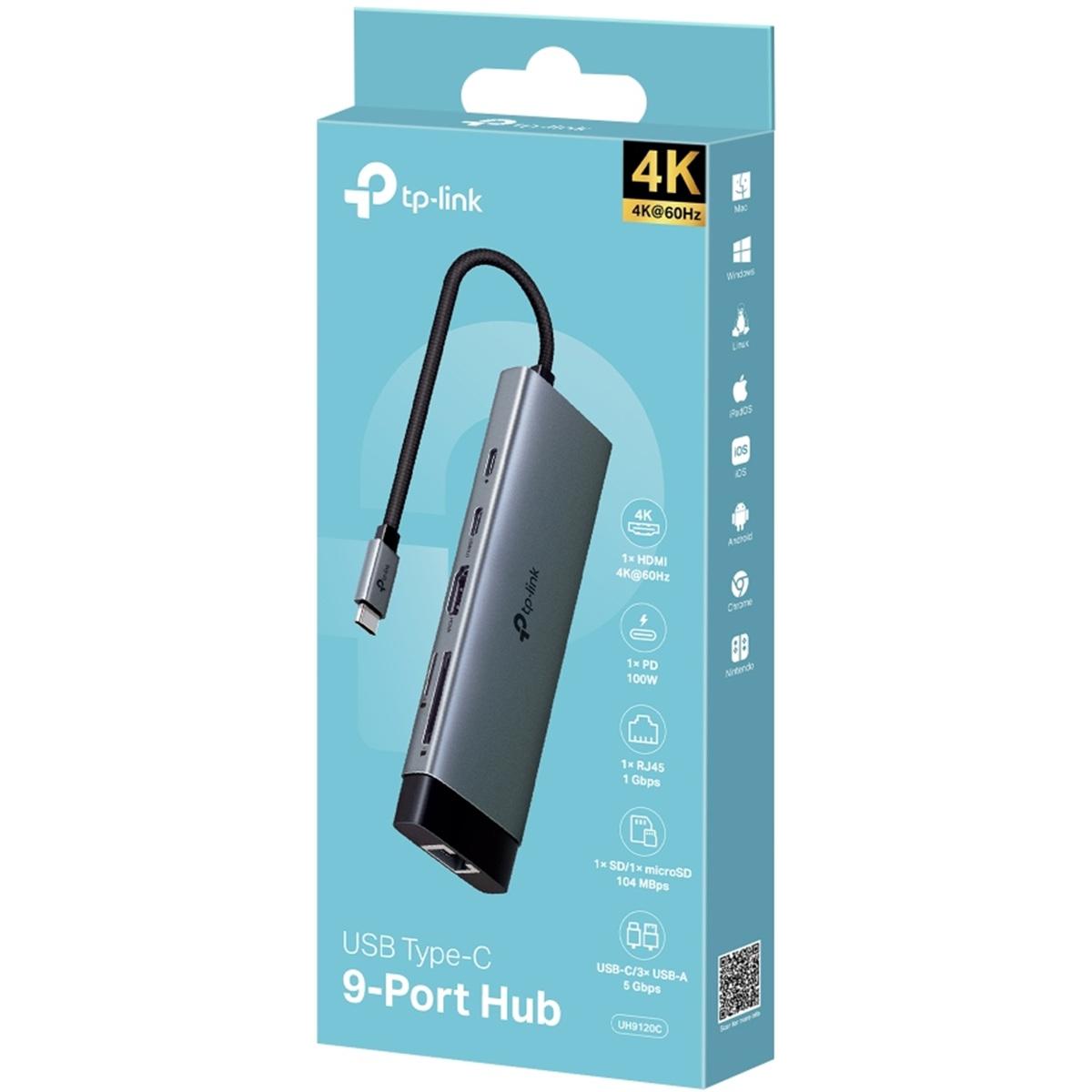 Tp Link Uh9120c Usb Type C Hub 9 In 1 With A 4k@60hz Hdmi, 1 Gbps Ethernet, Sd & Microsd Uhs I, Usb C, 3× Usb A Data Ports, 100w Fast Charging, Plug And Play - CompuMe Tp Link Uh9120c Usb Type C Hub 9 In 1 With A 4k@60hz Hdmi, 1 Gbps Ethernet, Sd & Microsd Uhs I, Usb C, 3× Usb A Data Ports, 100w Fast Charging, Plug And Play - CompuMe