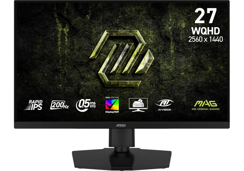 MSI MAG 274QPF E20 – 27" Flat Rapid IPS WQHD 2K Gaming Monitor, 200Hz, 0.5ms Response, HDR400, FreeSync Premium & G‑SYNC Compatible, USB‑C 15W PD, Ergonomic Stand - 3 Year Warranty