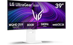 LG 39GX90SA-W UltraGear™ Smart 39” OLED Curved 800R 2K 240Hz 0.03ms HDR True Black 400 webOS 24 AI Picture & Sound G-SYNC Compatible HDMI 2.1 & USB C Adjustable Stand - White