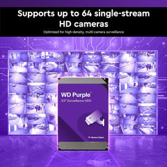 Western Digital 4TB WD Purple Surveillance Internal Hard Drive HDD - SATA 6 Gb/s, 128 MB Cache, 3.5" - WD44PURZ