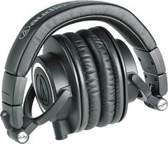 Audio-Technica ATH-M50x Professional Monitor Headphones (Black) + Slappa Full Sized HardBody PRO Headphone Case (SL-HP-07) + Bundle