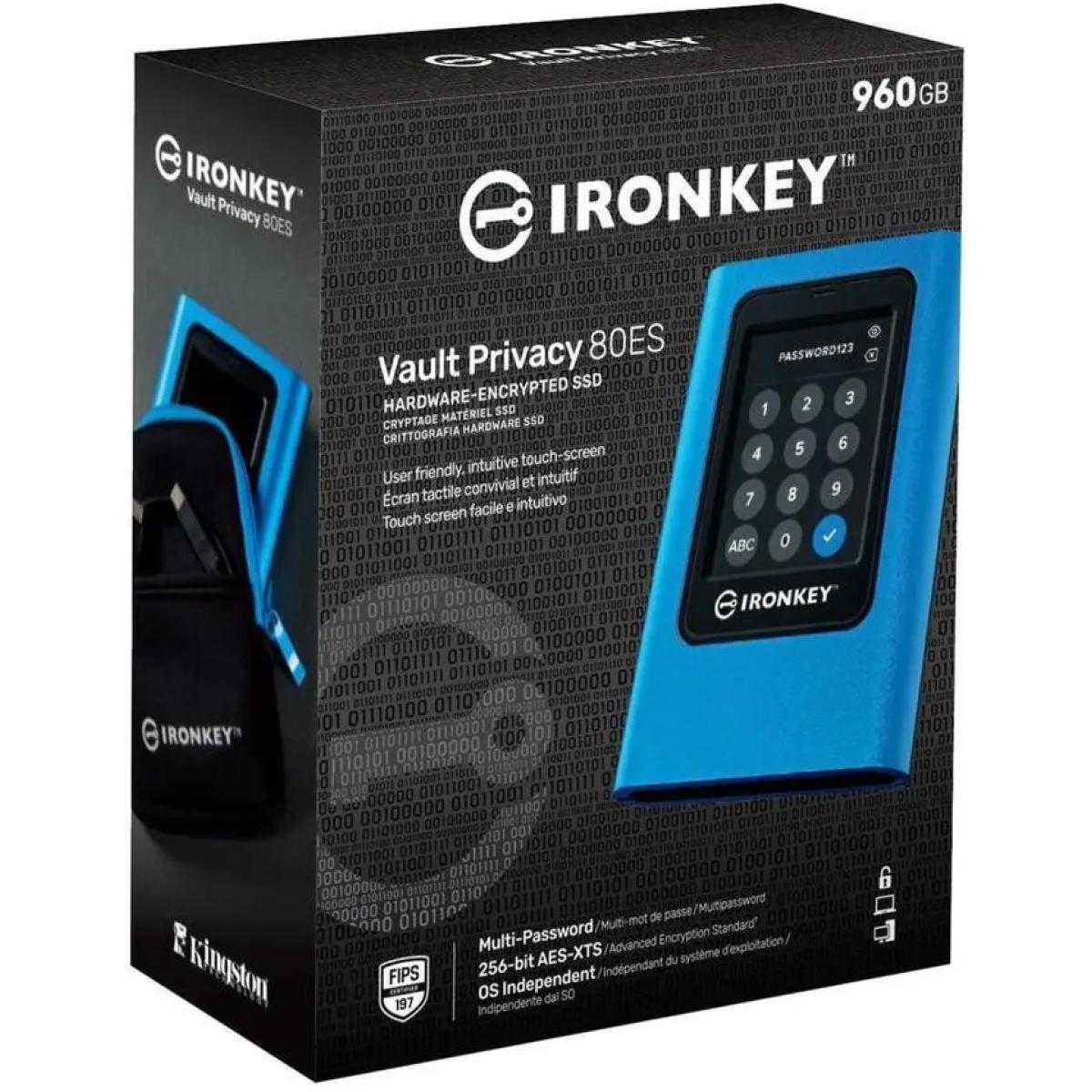 Kingston Ironkey Vault Privacy 80 960gb External Ssd Type C Xts Aes Encrypted Touch Screen Fips 197