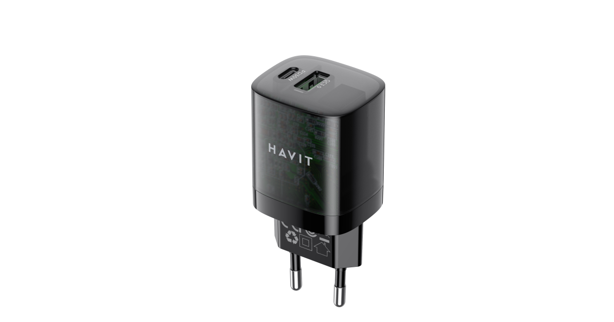 Havit UC303 EU 2-Port Travel Charger – 30W (Black) - CompuMe