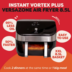 Instant Pot Vortex Versa zone Fryer with Clear Cook, 8.5Lit, 1700Watts, Black - 140-3162-01-GCC