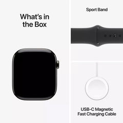 Apple Watch Series 10 GPS 42Mm, Jet Black Aluminium Case with Black Sport Band, S/M - MWWE3QA