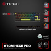 Fantech Keyboard ATOM HE68 MK922 MAGNETIC SWITCH - BLACK, gaming keyboard