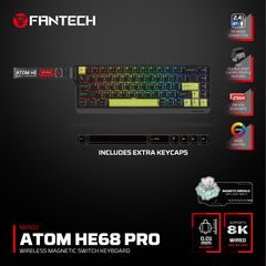 Fantech Keyboard ATOM HE68 MK922 MAGNETIC SWITCH - BLACK, gaming keyboard