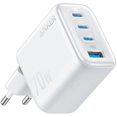 Anker Zolo USB C Wall Charger, 4-Port, PD 3.0 Wall Adapter with 70W Max Output, 3 USB-C and 1 USB-A, Compa and Stable Design, for iPhone 17/16 Series, MacBook, iPad, Pixel, Galaxy, and More (White)