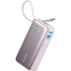 Anker Nano Power Bank, 10,000mah Portable Charger With Built In Usb C Cable, 30w Max Output, For Iphone 16/15 Series, Macbook, Airpods, And More Lilac Purple