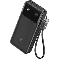 Anker Power Bank, 20,000mAh Portable Charger With 30W Max PD Fast Charging, 3-way Output, Digital Display, Eco Friendly Design, 2 x USB-C & USB-A Ports - Black
