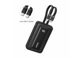 Anker Zolo Power Bank 10000mAh 35W with Built-in Dual USB-C Cables A1680 (Black) - 18 Month Warranty