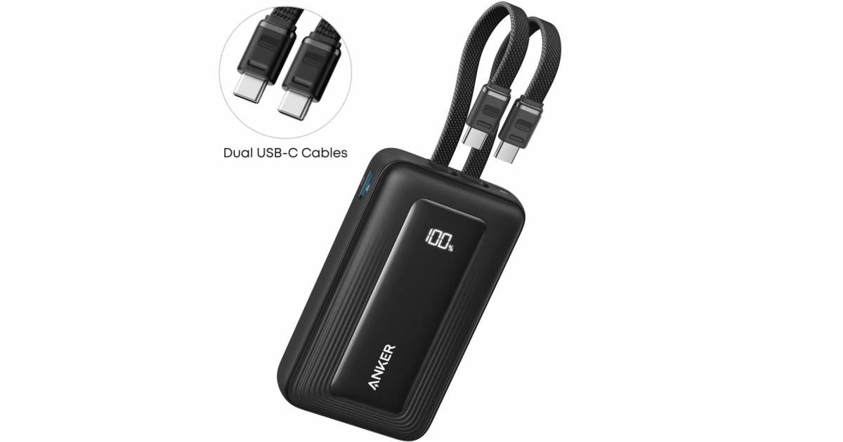 Anker Zolo Power Bank, 10,000mAh 30W Max Fast Portable Charger with Built-in USB-C and MFi Certified Lightning Cables, USB-C&A, Battery Pack.