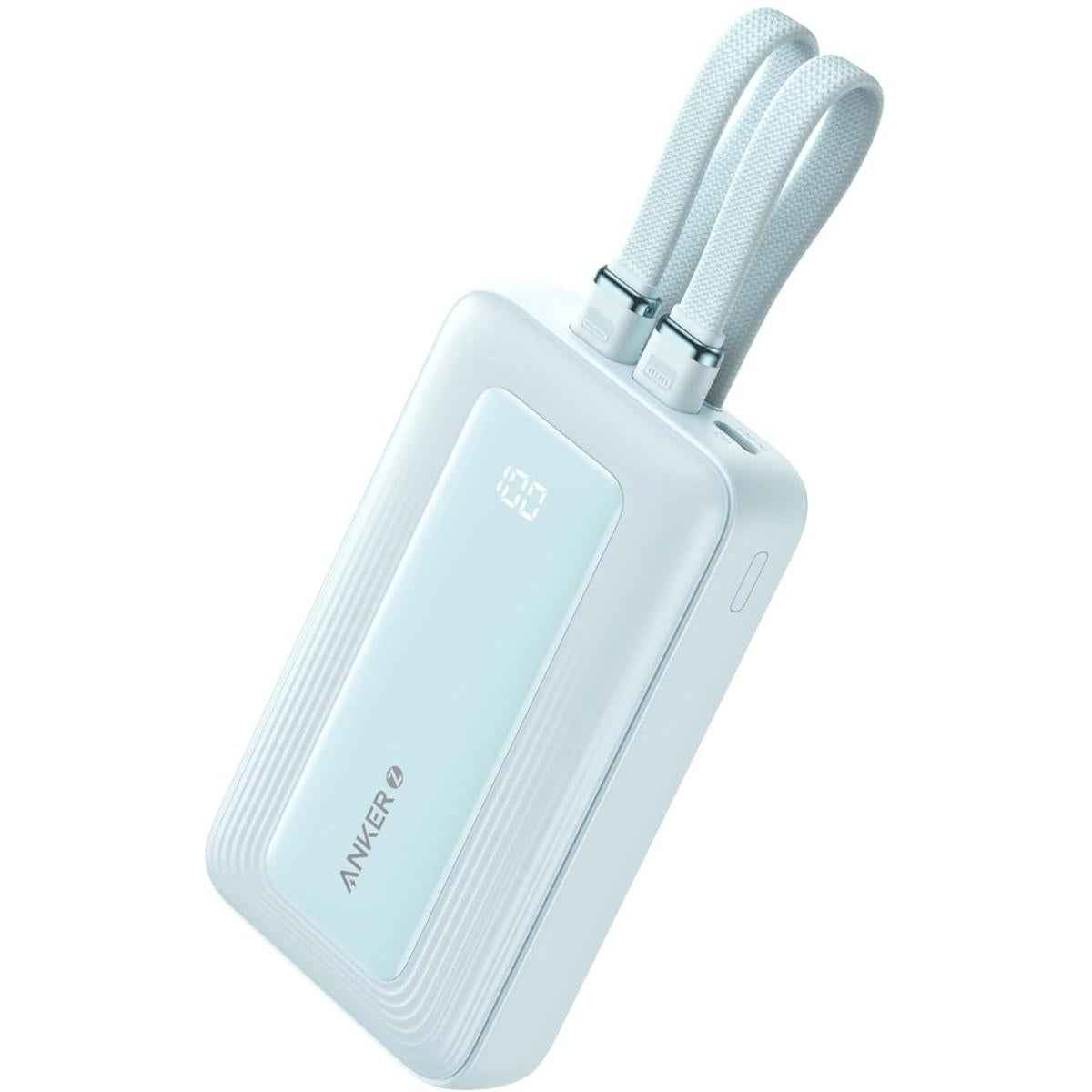 Anker Zolo Power Bank, 10,000mah 30w Max Fast Portable Charger With Built In Usb C And Mfi Certified Lightning Cables, Usb C&a, Battery Pack For Iphone 16/15 Series, Macbook, Galaxy Blue