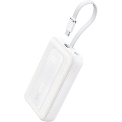 Anker A1688 Zolo Portable Charger, 10,000mah 30w Power Bank With Built In Lanyard Usb C Cable For Travel, Fast Charging Battery Pack White