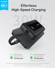 Anker Zolo Power Bank Built-In USB-C Cable, 10000mAh