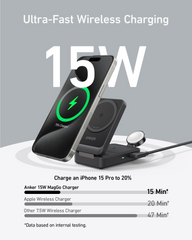 Anker MagGo Wireless Charging Station (15W, Foldable 3-in-1) - White