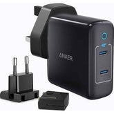Anker Powerport Atom Iii Duo 60w Super Fast Charger Piq3.0, 2x Type C Universal Compatibility For Phones, Tablets, And Laptops, With Worldwide Plug Set Black