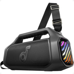 Anker Soundcore Boom 2 Plus Portable Speaker, 140W, 2+2 Channel, BassUp 2.0, 20H Playtime, Fast Charge, IPX7 Waterproof, RGB Lights, Power Bank, Bluetooth 5.3, Outdoor Speakers, Camping, Beach - Black