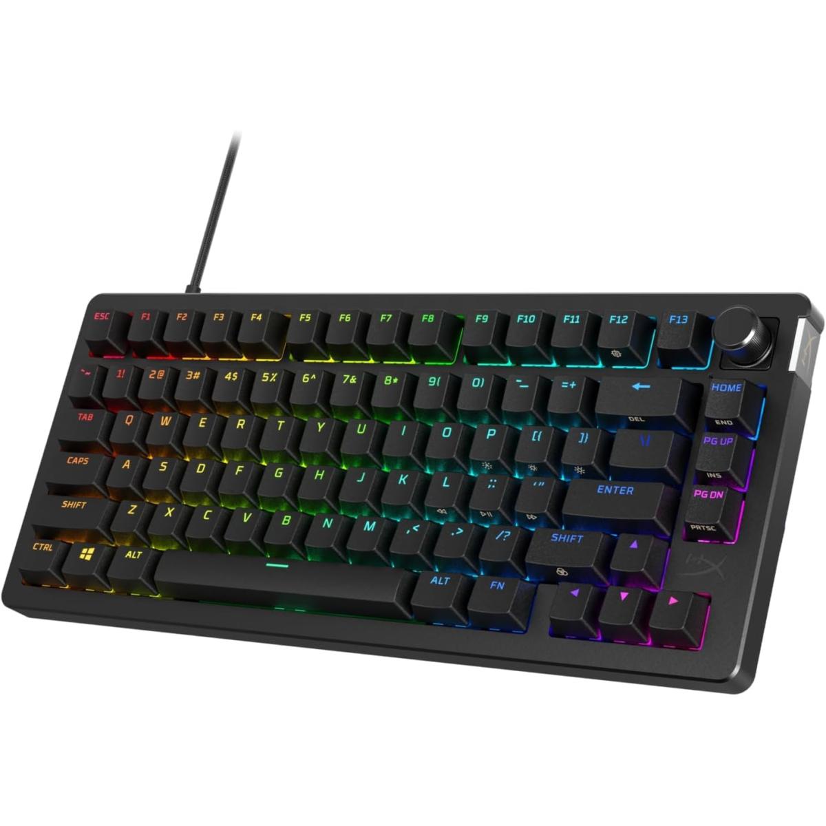 Hyperx Alloy Rise 75 Mechanical Ultra Customizable Hot Swappable Switches Ambient Light Sensor Gasket Mounted Linear Switches - CompuMe Hyperx Alloy Rise 75 Mechanical Ultra Customizable Hot Swappable Switches Ambient Light Sensor Gasket Mounted Linear Switches - CompuMe