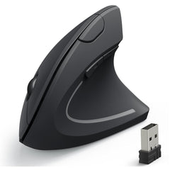 Anker 2.4G Wireless Vertical Ergonomic Optical Mouse for Work, Multi-Device Connectivity, 800/1200 /1600 DPI, 5 Buttons for Laptop, Desktop, PC - Black