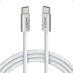 Anker Zolo 240w Usb Type C To Usb Type C Cable, Braided And Dirt Free Type C Fast Charging 1.5m Cable White