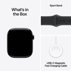 Apple Watch Series 11 GPS 46Mm, Jet Black Aluminium Case, Black Sport Band, M/L - MEUX4AF