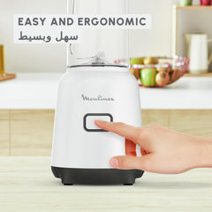 Moulinex Blender To Go, 0.8Lit, 300Watts, White - LM15F127