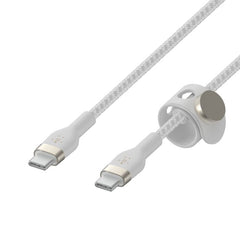Belkin Boost Charge PRO Flex USB-C to USB-C Braided Silicone Cable, 2Mm, White - CAB011bt2MWH