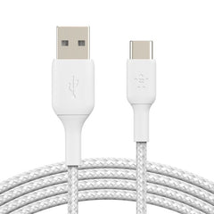 Belkin Boost Charge USB-A to USB-C Braided Cable, 2Mm, White - CAB002bt2MWH