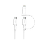 Belkin Boost Charge 2in1 USB-C to USB-C Braided Cable with Lightning adapter, 1.5Mm, White - CAC003hq1.5MWH
