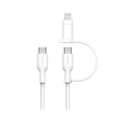 Belkin Boost Charge 2in1 USB-C to USB-C Braided Cable with Lightning adapter, 1.5Mm, White - CAC003hq1.5MWH