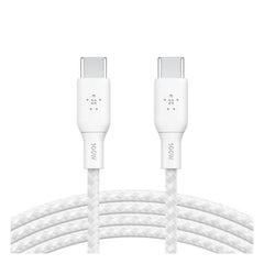 Belkin Boost Charge USB-C to USB-C Braided Cable, 2Mm, 100W PD, White - CAB014bt2MWH