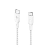 Belkin Boost Charge USB-C to USB-C Braided Cable, 2Mm, 100W PD, White - CAB014bt2MWH