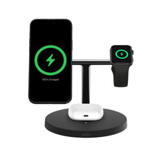 Belkin Boost Charge 3-in-1-Wireless Charger, MagSafe Compatible, PSU Included, Black - WIZ032kqBK