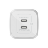 Belkin Boost Charge Pro Dual, USB-C PD GaN Fast Charger, 65Watts, White - WCH013vfWH