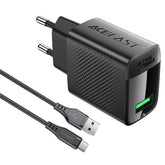 ACEFAST A90 GaN Wall Charger QC 18W Single USB-A Power Adapter - EU Plug - Black