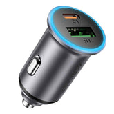 Acefast B15 65w Metal Car Charger Dual Port Usb A + Usb C Fast Charging Car Power Adapter Cigarette Lighter Black