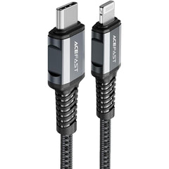 ACEFAST C1-01 - USB-C To Lightning Plug, MFI Certified, Fast Charging And Data Transmittion Cable (PD 30W - 3A - 1.2M), Aluminum Alloy, Compatbile With iPhone 13/12/ 11, iPad, Airpods - Deep Grey