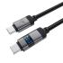 Acefast C15 03 1.2 meter USB - C to USB - C Charging Cable Led Power Display Braided Data Cord Black