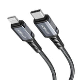 ACEFAST C23-01 Type-C to Lightning 30W PD Fast Charging Cable 1.2m Braided, USB-C to iPhone, Smart Chip, Reinforced Zinc-Alloy Connectors USB 2.0 Data Sync, Durable for iPhone/iPad - Black