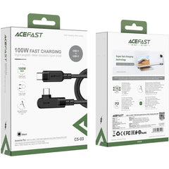 ACEFAST C5-03 USB-C to USB-C 100W Right Angled Charging Data Cable 2M - Black