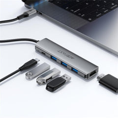 Acefast J16 5 In 1 Usb C Hub 4k Hd Pd 90w Fast Charging 5gbps Data Transfer Docking Station Gray
