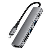 ACEFAST J18 6 in 1 USB-C Hub HDMI 4K 60Hz HD PD 90W Fast Charge Docking Station with SD / TF Card Slot - Gray