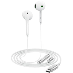 Acefast L7 Usb C Semi In Ear Wired Earphones Usb C Headphones With Microphone For Mobile Phones / Tablets White