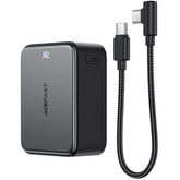 ACEFAST M28 10000mAh Power Bank LED digital display of battery charge level 22.5W Fast Charging 2 Type-C + USB-A Phone Charger with Cable - Gray