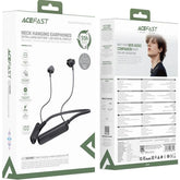 ACEFAST N8 Neck Hanging Wireless Earphones IPX4 Waterproof LED Display Bluetooth-compatible Earphones - Balck