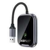 ACEFAST QC1 USB-A CarPlay Wireless Adapter for Apple CarPlay / Android Auto Wire to Wireless Converter - Metal Gray