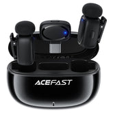 ACEFAST R2 Wireless Lavalier Dual Microphone For iPhone Android USB-C AI Noise Reduction Low Latency Lossless Sound Mics - Black