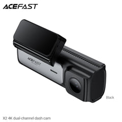 ACEFAST X2 4K Dual-Channel Dash Cam, 4K Front + 2K Rear Vision, App Support | WDR Clarity | Night Vision | Impa Detection | GPS | 3D Noise Cancelling - Black